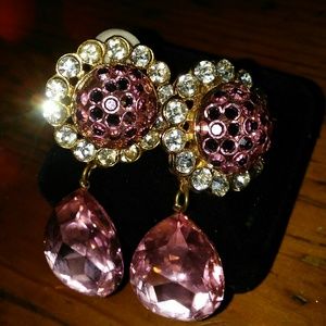 Vintage pink cocktail tear drop earrings